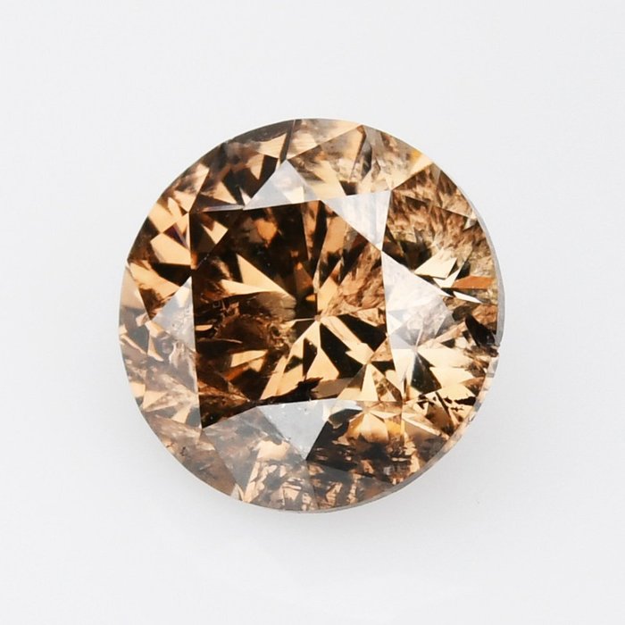 Diamant - 1.11 ct - Rund - (Nat. Fancy Intense Yellowish Orangy Brown) - I2