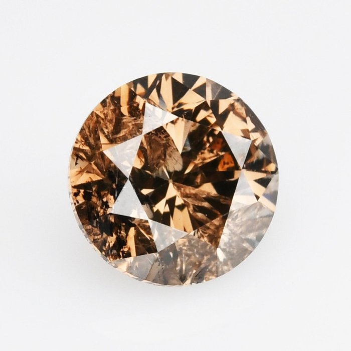 Diamant - 1.11 ct - Rund - (Nat. Fancy Intense Yellowish Orangy Brown) - I2