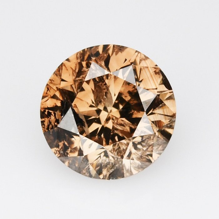 Diamant - 1.11 ct - Rund - (Nat. Fancy Intense Yellowish Orangy Brown) - I2