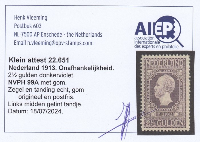 Holland 1913 - Uafhængighed - NVPH 99