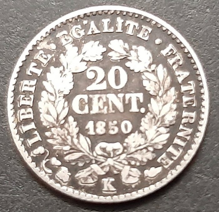 Frankrig Second Republic (1848-1852) 20 Centimes 1850-K Bordeaux "Cérès"