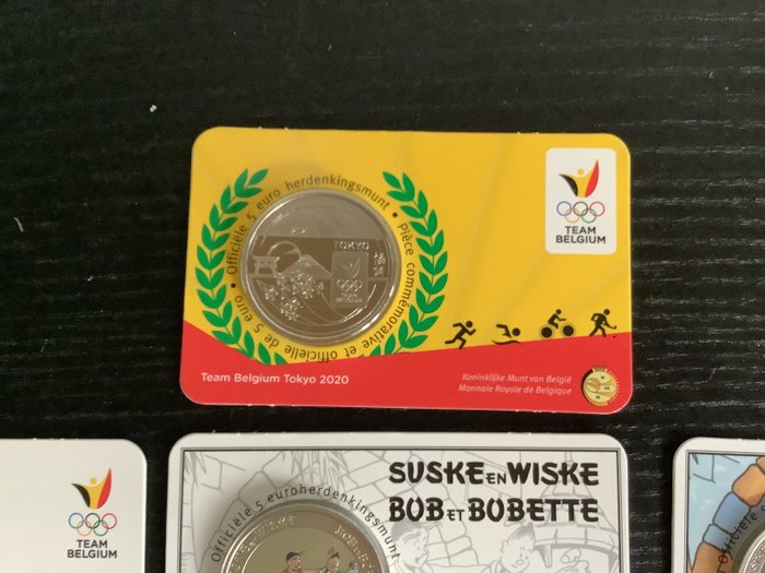 Belgien. 5 Euro / 10 Euro / 20 Euro 2003/2021 (9 stuks) Proof + BU  (Ingen mindstepris)