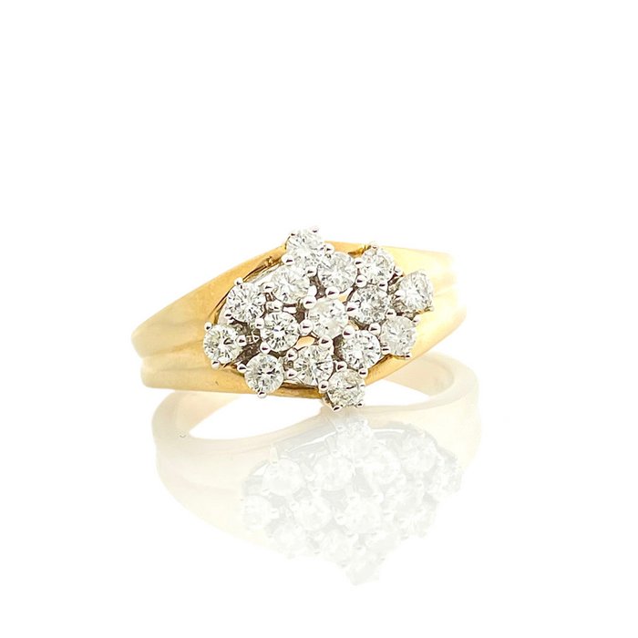 Ring - 14 karat Gulguld -  050ct tw Diamant (Natur)  - Gulguld diamantring