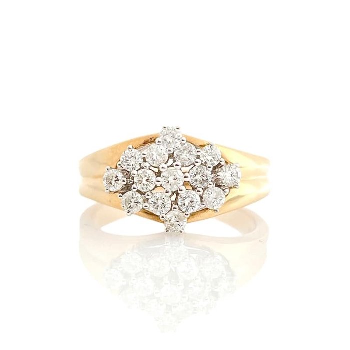 Ring - 14 karat Gulguld -  050ct tw Diamant (Natur)  - Gulguld diamantring