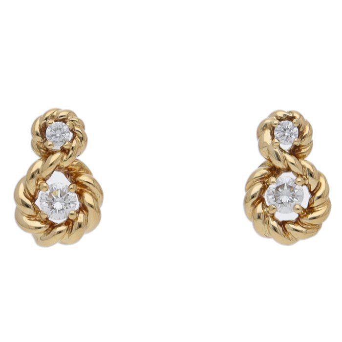 Tiffany  Co - Øreringe - Twisted Diamond Earrings - 18 kraat Gulguld