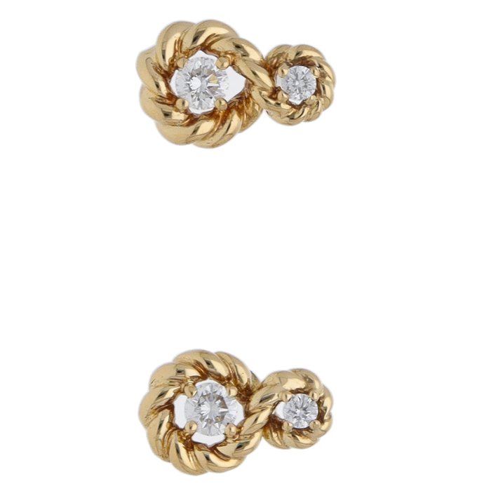 Tiffany  Co - Øreringe - Twisted Diamond Earrings - 18 kraat Gulguld