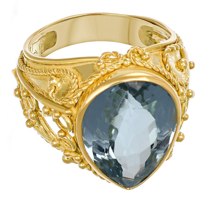 Ring - 18 kraat Gulguld -  16.00ct. tw. Topas