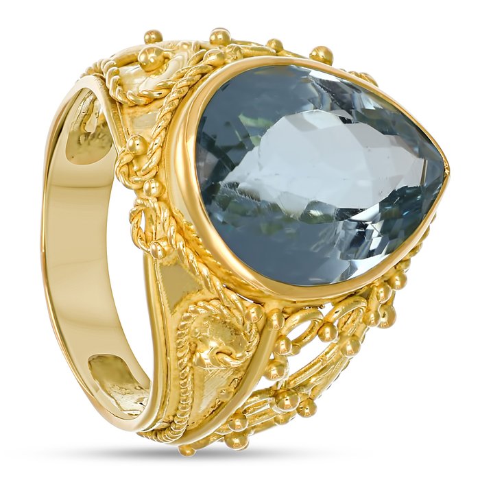 Ring - 18 kraat Gulguld -  16.00ct. tw. Topas