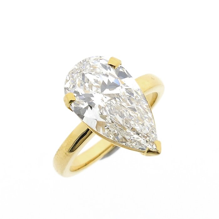 Ring - 18 kraat Gulguld -  4.27ct. tw. Diamant (Laboratoriedyrket)