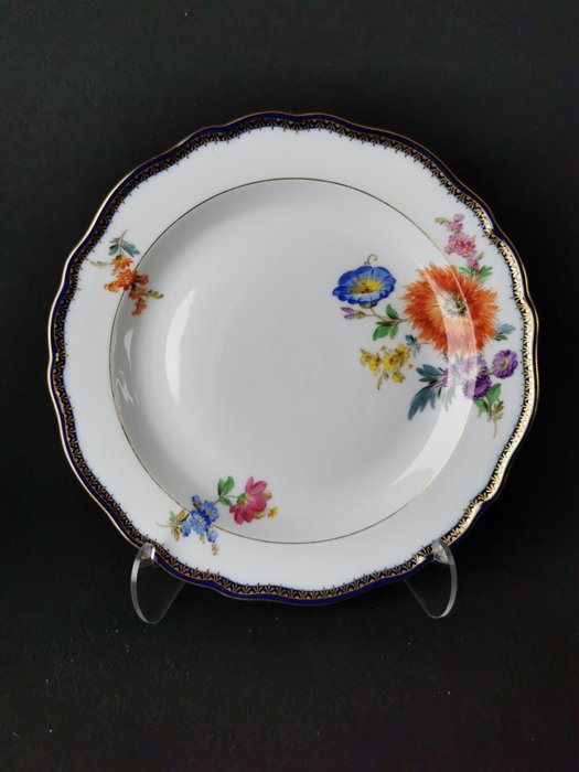 Meissen - Motivi "A" dorato e blu cobalto L 21 cm 1.Wahl - Middagsservice (6) - Porcelæn