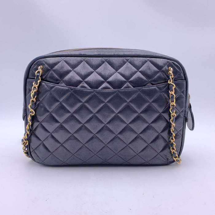 Chanel - Vintage Black Quilted Leather Large Camera - Skuldertaske