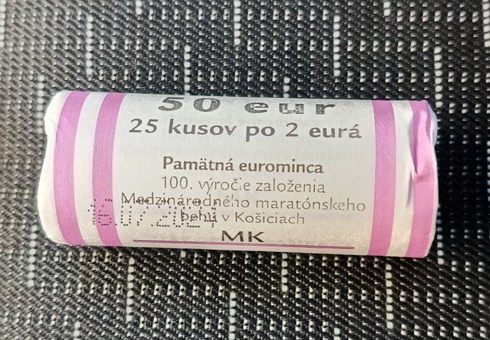 Slovakiet. 2 Euro 2024 "Košice International Marathon" (25 coins) in roll  (Ingen mindstepris)