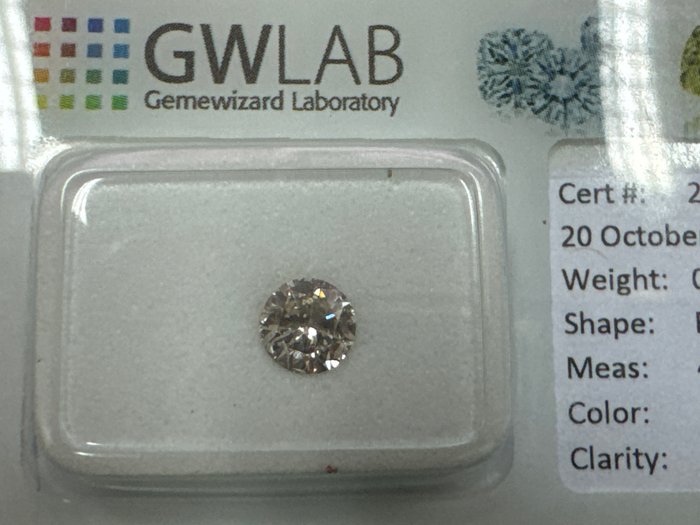 Ingen mindstepris - 1 pcs Diamant  (Natur)  - 0.43 ct - Rund - I - SI2 - Gemewizard Gemological Laboratory (GWLab)