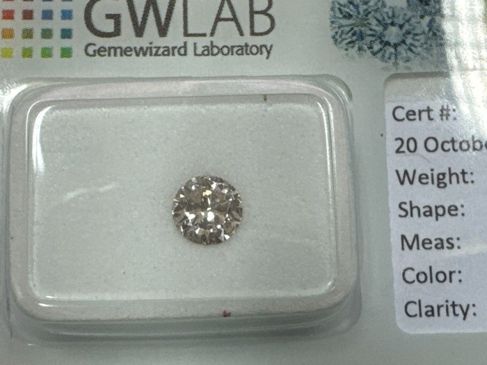 Ingen mindstepris - 1 pcs Diamant  (Natur)  - 0.43 ct - Rund - I - SI2 - Gemewizard Gemological Laboratory (GWLab)