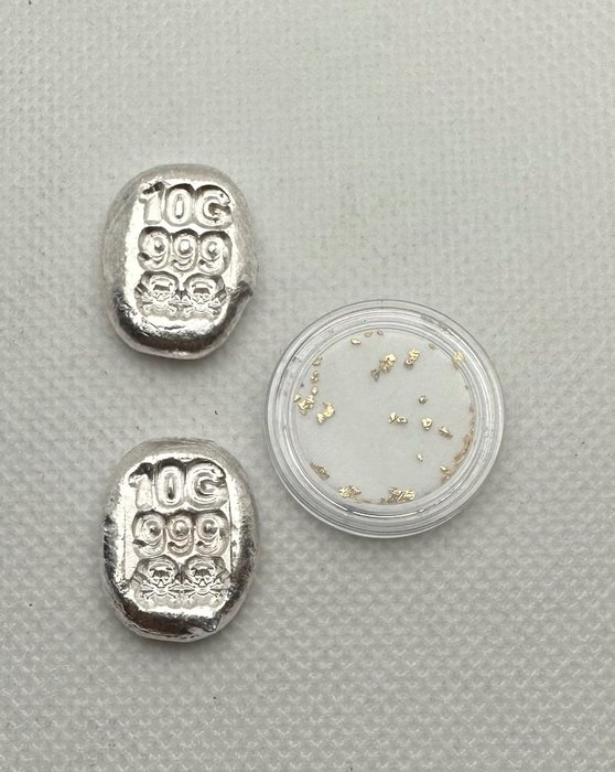 Förenta staterna. 2x10g plata  + 50 pepitas oro Alaska  (Ingen mindstepris)