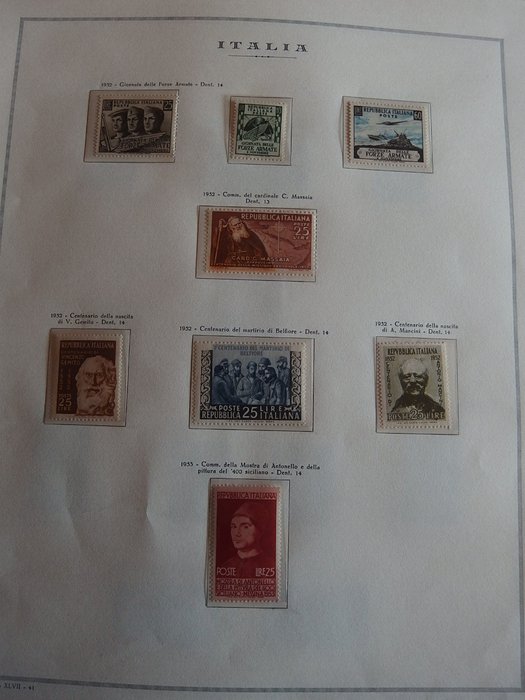 Italienske Republik 1952/1977 - Samling af nye MNH** frimærker i album