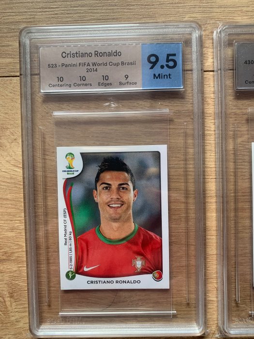 2014 Panini World Cup Stickers Lionel Messi #430  Cristiano Ronaldo #523 MTG 9.5 - 2 Graded sticker