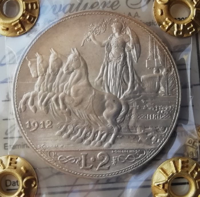 Italien, Kongerig Vittorio Emanuele III. 2 Lire 1912 "Quadriga Veloce"