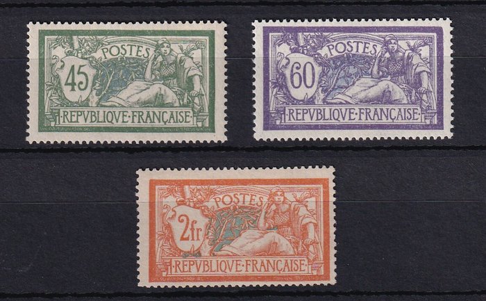 Frankrig 1907 - ny uden hængsel, koster €300 - Yvert n°143/145