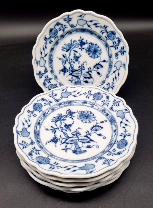 Teichert-Werke, Stadt Meissen - Bordservice - 1. valg! Løgmønster 6 x brødplader ca 17 cm. - Porcelæn