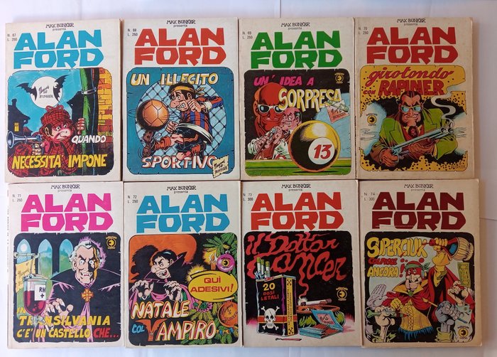 Alan Ford nn. 67/76, 79-80-82-85-87-93-94-95-96 - con adesivo - 19 Comic - 1975/1977