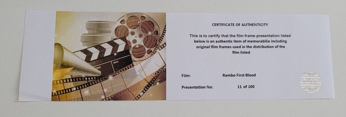 Rambo First Blood - Framed Film Cell Display with COA