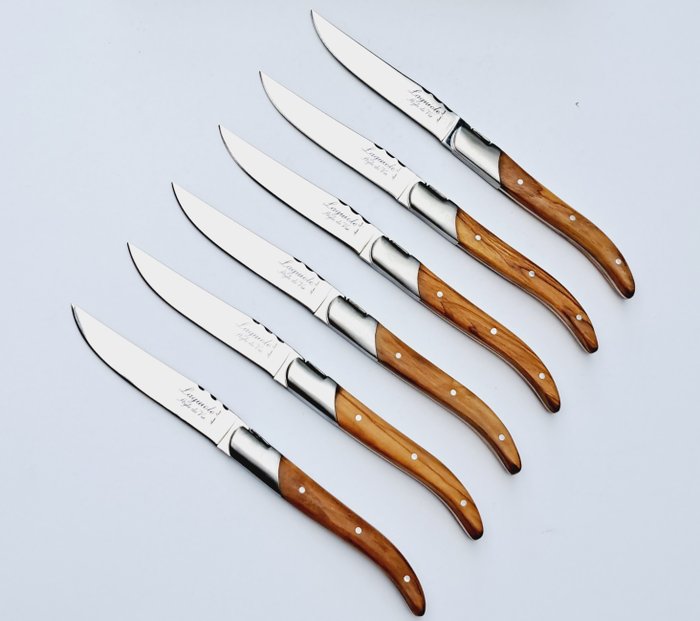 Laguiole - 6x Luxury Steak Knives - Olive Wood - style de - Bordknive sæt (6) - Oliventræ