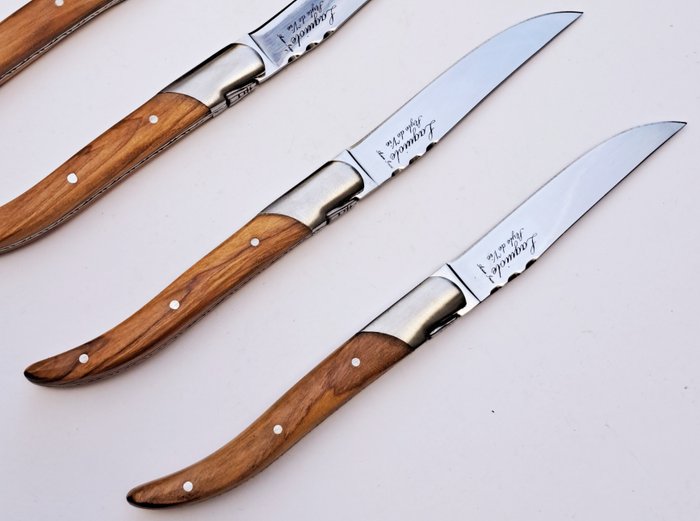 Laguiole - 6x Luxury Steak Knives - Olive Wood - style de - Bordknive sæt (6) - Oliventræ