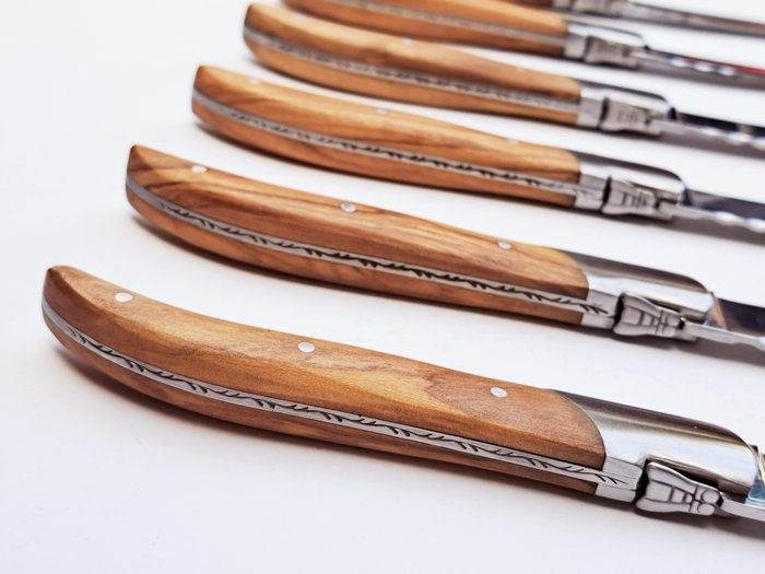 Laguiole - 6x Luxury Steak Knives - Olive Wood - style de - Bordknive sæt (6) - Oliventræ