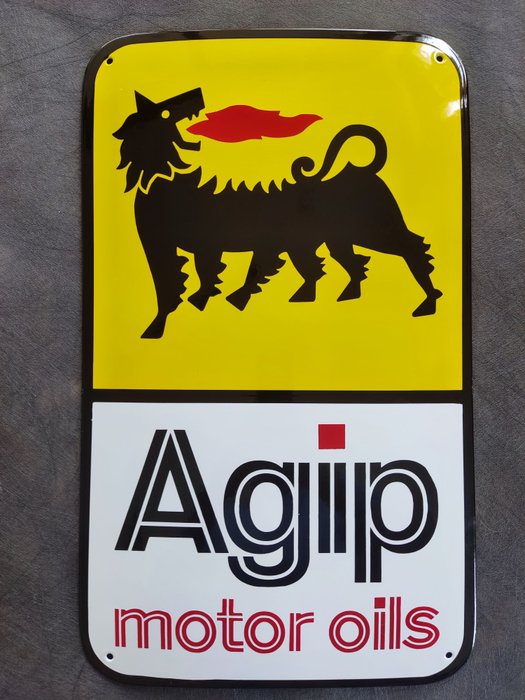 Agip - Agip gas station enamel sign Emailschild Emaille Schild Tankstelle