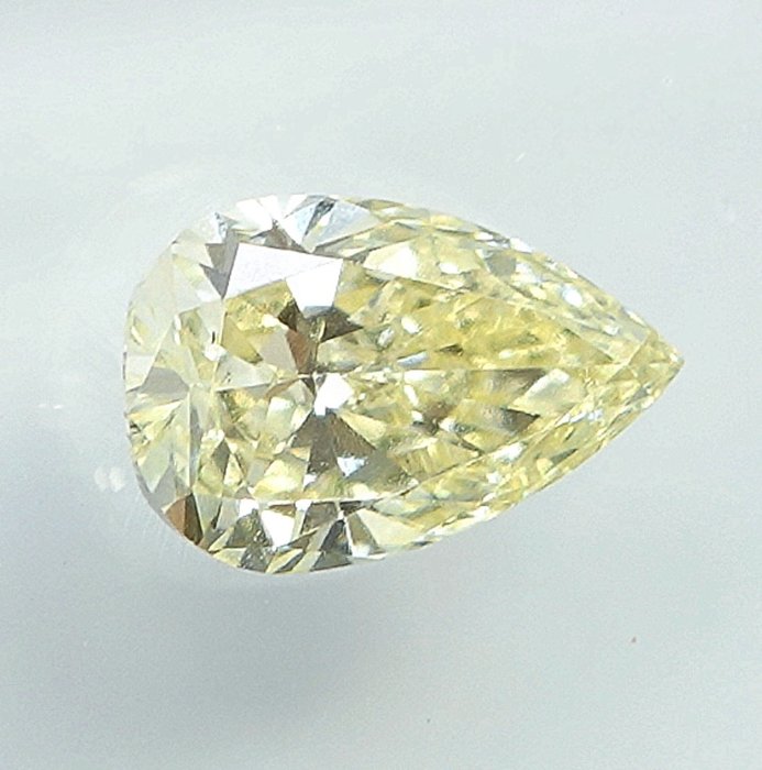 1 pcs Diamant  (Naturfarvet)  - 0.56 ct - Pære - Fancy light Gul - VS1 - Gem Report Antwerp (GRA)