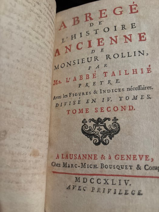 L’abbé Tailhié - Abrégé de l’histoire ancienne de Monsieur Rollin - 1744