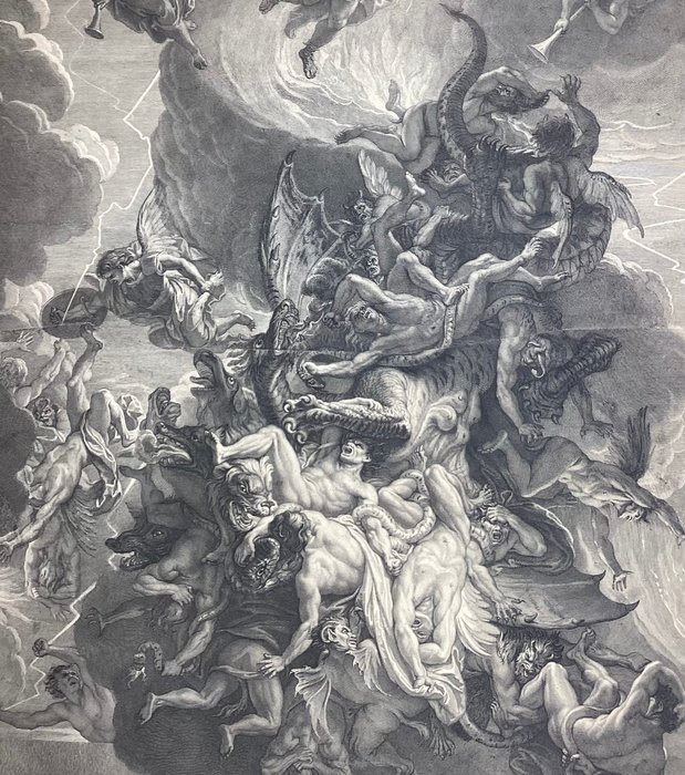 Charles Le Brun inc Alexis Loir (1640-1713) - La caduta degli angeli ribelli - Grande formato su due lastre