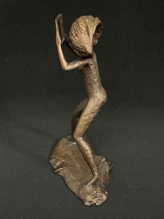 Peppe Romano (Giuseppe Romano) - Skulptur, La Televisione - 15 cm - Bronze