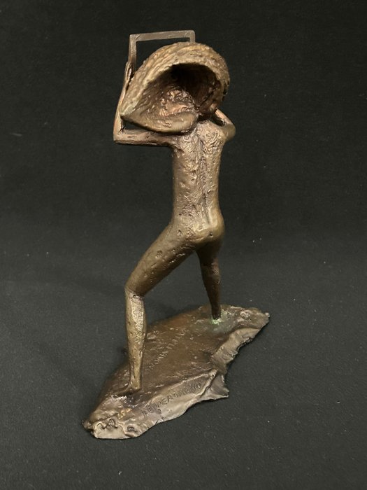 Peppe Romano (Giuseppe Romano) - Skulptur, La Televisione - 15 cm - Bronze