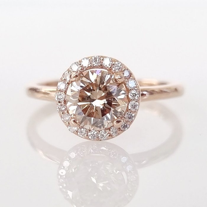 Cocktailring - 14 karat Rosaguld -  1.12ct. tw. Brun Diamant (Naturfarvet)