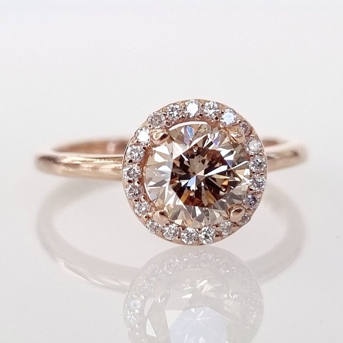 Cocktailring - 14 karat Rosaguld -  1.12ct. tw. Brun Diamant (Naturfarvet)