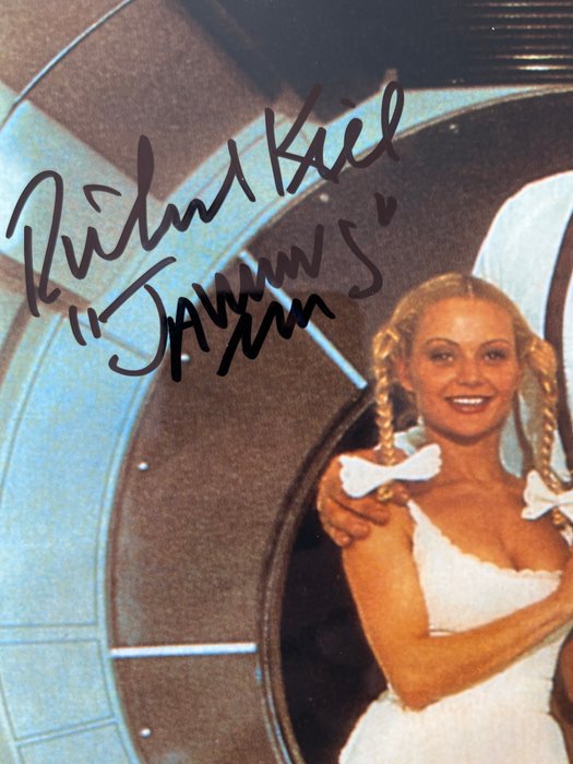 James Bond 007: Moonraker, Double signed Richard Kiel (+) as "Jaws" and Blanche Ravalec as "Dolly"  with B'BC holographic COA