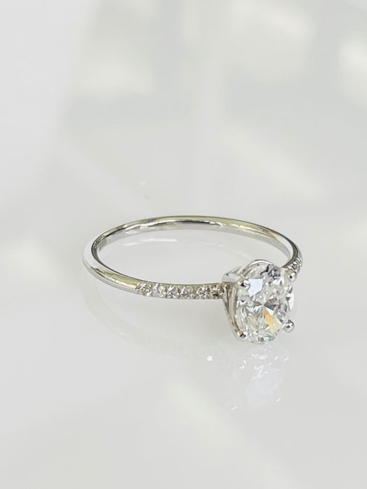 Forlovelsesring - 14 karat Hvidguld -  1.06ct. tw. Diamant (Natur)