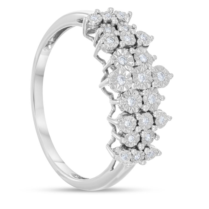 Ring - 18 kraat Hvidguld -  0.12ct. tw. Diamant (Natur)