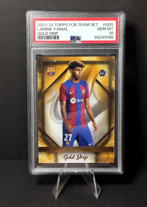 2023/24 Topps FC Barcelona Team Set Lamine Yamal #GD5 Gold Drip Rookie PSA 10 Graded card