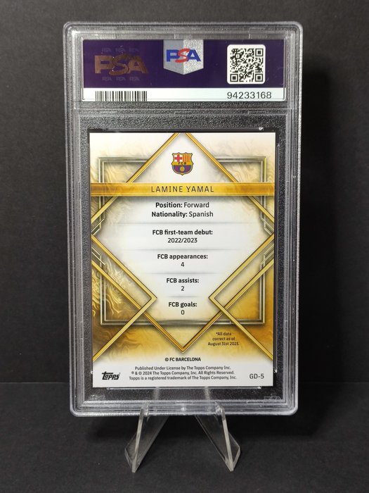 2023/24 Topps FC Barcelona Team Set Lamine Yamal #GD5 Gold Drip Rookie PSA 10 Graded card