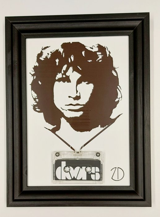 Artzano - Jim Morrison (The doors) - made with music ribbon -no paint - Artwork - 2024 - Håndunderskrevet personligt