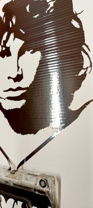 Artzano - Jim Morrison (The doors) - made with music ribbon -no paint - Artwork - 2024 - Håndunderskrevet personligt