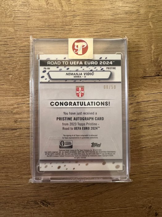 2024 Topps Pristine UEFA Euro Nemanja Vidic Encased Autograph /50 - 1 Card - Næsten så god som ny (NM)