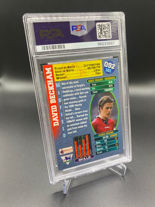 1996/97 Merlin's Premier Gold David Beckham #92 PSA 8 - 1 Graded card