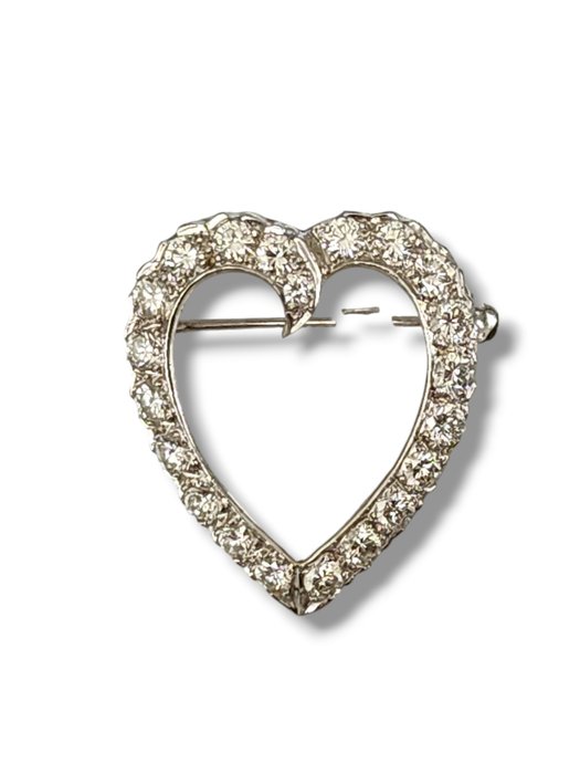 Broche - 18 kraat Hvidguld, Antik 18K guld- og diamantbroche 2,0 Ct -  2.00ct. tw. Diamant (Natur)