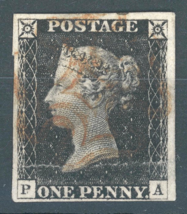 Storbritannien 1840 - Storbritannien - die berühmte "ONE PENNY BLACK" mit rotem Malteserstempel Mi.Nr. 1