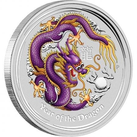 Australien 1 Dollar 2012 Year of the Dragon Purple - Anda Brisbane Show - 1 Oz with COA and BOX  (Ingen mindstepris)