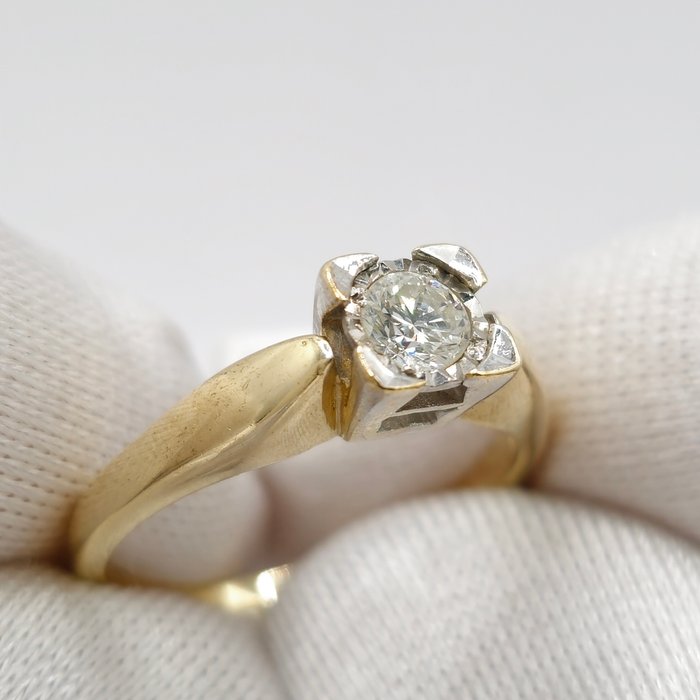 Ingen mindstepris - Forlovelsesring - 9 kt. Gulguld -  0.25ct. tw. Diamant (Natur)  - Naturlig diamant kabale